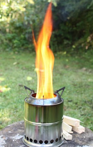 stick burning camp stove rocket stove gasifier